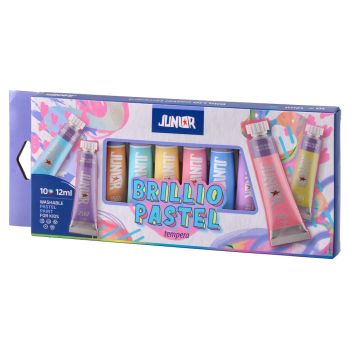 Темперна боя Junior Brillio pastel 10 цвята по 12мл - 8600828199850 - Онлайн книжарница Ciela | ciela.com