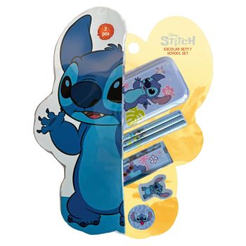 Училищен комплект Escolar, Stitch 7части- гумичка, острилка, 3бр моливи, несесер, линия - 8600828296160 - Онлайн книжарница Ciela | ciela.com