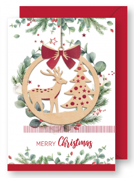 Луксозна картичка с дървена апликация - Merry Christmas - 3800232627382-33.1015 - Онлайн книжарница Ciela | ciela.com