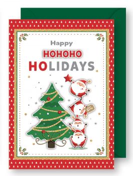 Луксозна картичка с апликации - Happy HOHOHO Holidays - 3800232620826-33.1026 - Онлайн книжарница Ciela | ciela.com
