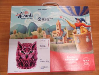 Комплект за рисуване по номера Wizardi - Polygon Style Owl - нарушен търговски вид - 4630102098115-оказион - Онлайн книжарница Ciela | ciela.com