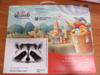 Комплект за рисуване по номера Wizardi - Raccoon - нарушен търговски вид - 4630102098139-оказион - Онлайн книжарница Ciela | ciela.com