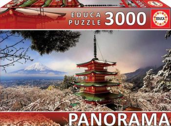 Панорамен пъзел Educa - Планината Фуджи и Чурието Пагода - 3000 части - Онлайн книжарница Сиела | Ciela.com