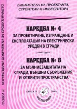 Наредба № 4 за проектиране, изграждане и експлоатация на електрически уредби в сгради; Наредба № 8 за мълниезащитата на сгради