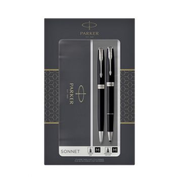 Комплект Химикалка и Ролер Паркер - Parker Royal Pen Sonnet Black CT - онлайн книжарница Сиела | Ciela.com