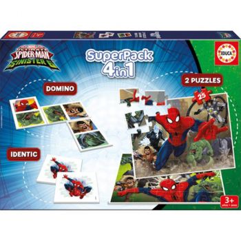 КОМПЛЕКТ ПЪЗЕЛ С ИГРИ 4 В 1 SUPERPACK SPIDERMAN EDUCA - ciela.com