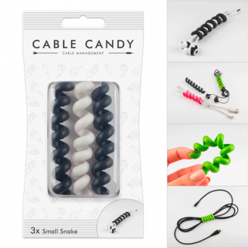 Държач за кабели Cable Candy  Small Snake - 2 черни + 1 бял