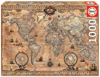 Пъзел Educa 1000 части ANTIQUE WORLD MAP -  онлайн книжарница Сиела | Ciela.com