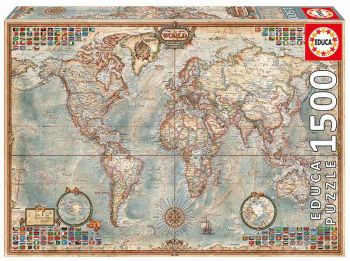 ПЪЗЕЛ EDUCA 1500 ЧАСТИ POLITICAL MAP OF THE WORLD - ciela.com