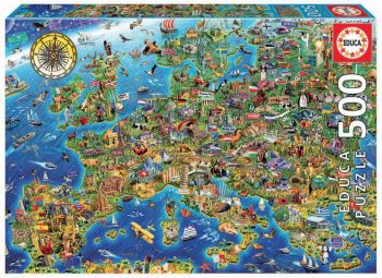 ПЪЗЕЛ EDUCA 500 ЧАСТИ CRAZY EUROPEAN MAP - ciela.com