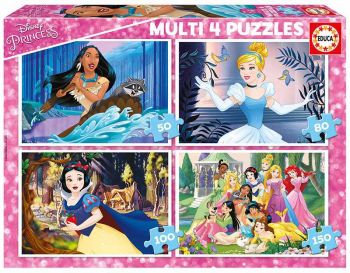 ПРОГРЕСИВЕН ПЪЗЕЛ EDUCA MULTI 4 DISNEY PRINCESS 50-80-100-150 - ciela.com