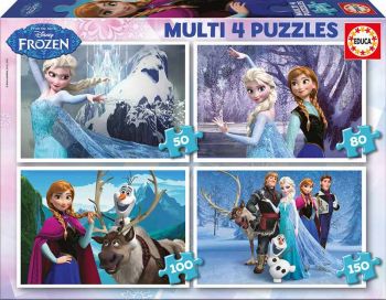 ПРОГРЕСИВЕН ПЪЗЕЛ EDUCA MULTI 4 PUZZLES FROZEN 50-80-100-150 - ciela.com