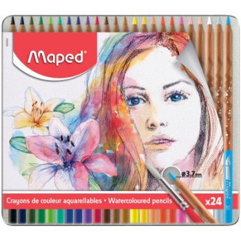 Цветни Акварелни моливи Maped Artist - 24 цвята в метална кутия - 3154148324249