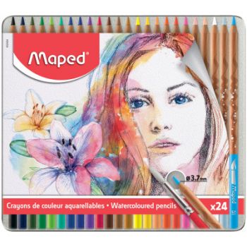 Цветни Акварелни моливи Maped Artist - 24 цвята в метална кутия - 3154148324249