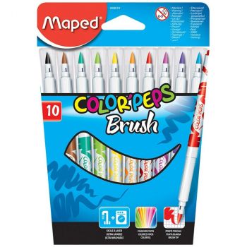 ФЛУМАСТЕРИ MAPED COLOR PEPS BRUSH 10 ЦВЯТА - 3154148480105