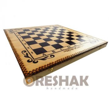 Комплект шах и табла Oreshak бук пирограф 34/34 см3