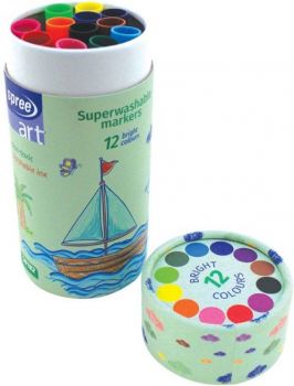 Маркери Spree Art - Superwashable - 12 цвята, в тубус - 3800884581827 - Онлайн книжарница Ciela | ciela.com