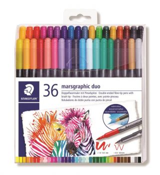 Акварелни флумастри Staedtler, двувърхи, 36 цвята - ciela.com