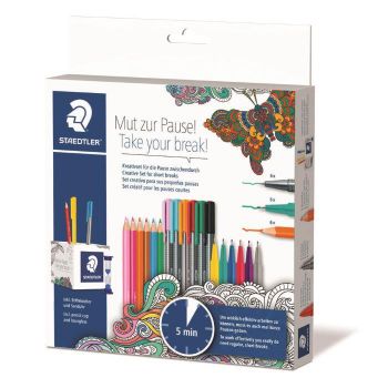 Комплект Staedtler Creative 18 пишещи средства + моливник - ciela.com