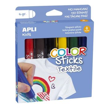 Гваш стик за рисуване върху текстил 6 цвята - Apli Kids School - онлайн книжарница Сиела | Ciela.com