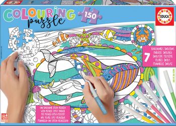 CПЪЗЕЛ EDUCA ЗА ОЦВЕТЯВАНЕ OLOURING PUZZLES KIDS SEA LIFE - ciela.com