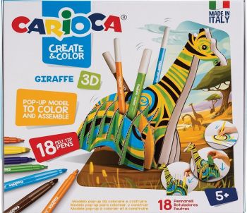 Carioca комплект - Направи и оцвети жираф 3D 