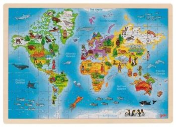 Дървен пъзел Goki - Карта на света - Онлайн книжарница Сиела | Ciela.com