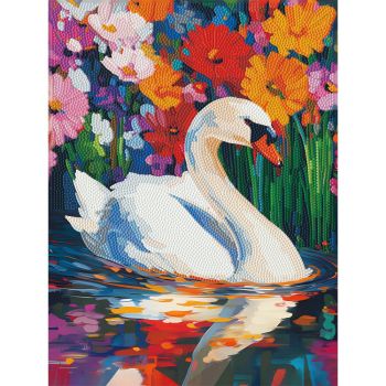 NeedleArt Диамантен гоблен с подрамка - Floral Swan Lake 30 х 40 см - 4895225950799 - Онлайн книжарница Ciela | ciela.com