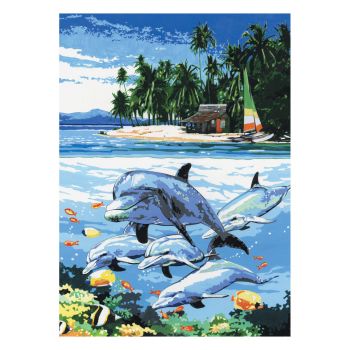 Рисуване по номера с акрилни бои върху платно Royal - 23х30 - Делфини - Онлайн книжарница Сиела | Ciela.com