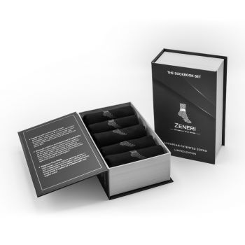 Несвличащи се чорапи ZENERI - луксозна кутия книга с 5 чифта - THE SOCKBOOK SET - размер 43/46