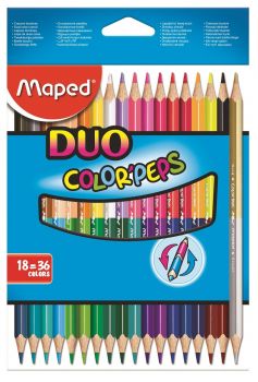 Цветни моливи Maped Color Peps Duo 18 броя 36 цвята + Подарък Блок за рисуване и оцветяване 10 листа A4