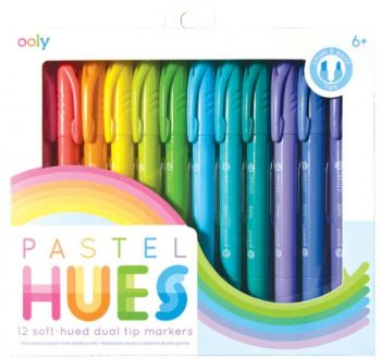 Двустранни пастелни маркери Ooly - 12 цвята