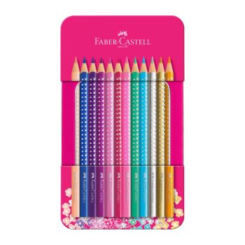 Faber-Castell Sparkle моливи - 12 цвята в метална розова кутия - 4005402017379 - Онлайн книжарница Ciela | Ciela.com