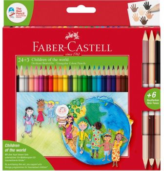 Faber-Castell Тriangular моливи 24 бр.+3 двувърхи цветни - 4005402017454 - Онлайн книжарница Ciela | Ciela.com