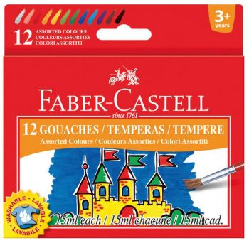 Темперни бои Faber-Castell - 12 цвята в бурканчета от 15 мл - 8690826160303 - Онлайн книжарница Ciela | Ciela.com