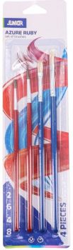 Комплект Четки  Junior Azure Ruby, 4 броя плоски и кръгли - 8605028823703
 - Онлайн книжарница Ciela | ciela.com