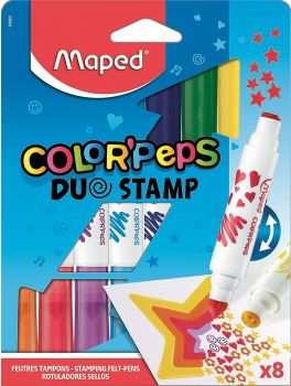 Комплект флумастери Maped Color Peps Duo - 8 цвята, с печати - 3154148468080 - Онлайн книжарница Ciela | Ciela.com