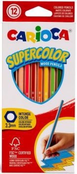 Комплект цветни моливи Carioca - Supercolor Hexagon - 12 цвята - 8003511433918 - Онлайн книжарница Ciela | ciela.com