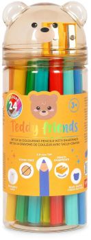 Комплект цветни моливи Legami - Extraordinary Stationery -  Teddy Friends с острилка - 24 цвята - 8052694030452 - Онлайн книжарница Ciela | ciela.com