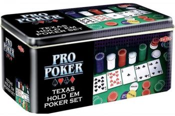 Pro Poker Texas Hold'em set in tin - Покер Сет метална кутия - ciela.com