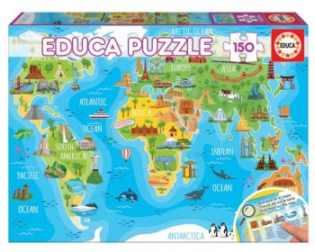 Пъзел Educa 150 части Monuments World Map - 8412668181168 - Онлайн книжарница Ciela | Ciela.com