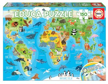 Пъзел Educa 150 части Animals World Map - 8412668181151 - Онлайн книжарница Ciela | Ciela.com