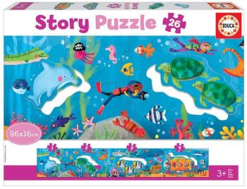 Пъзел панорама Educa 26 части Story Puzzle 28 части UNDERWATER WORLD - 8412668189027 - Онлайн книжарница Ciela | Ciela.com