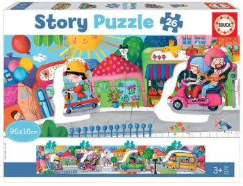 Пъзел панорама Educa 26 части Story Puzzle Vehicles In The City - 8412668189010 - Онлайн книжарница Ciela | Ciela.com