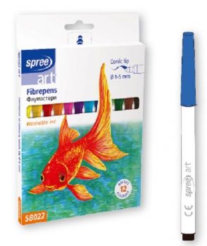 Цветни флумастери Spree Art - 5 mm - 12 цвята - 3800884580226 - Онлайн книжарница Ciela | ciela.com