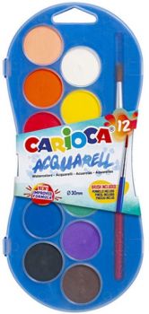 Водни боички с четка Carioca - 12 цвята - 8003511424046 - Онлайн книжарница Ciela | ciela.com